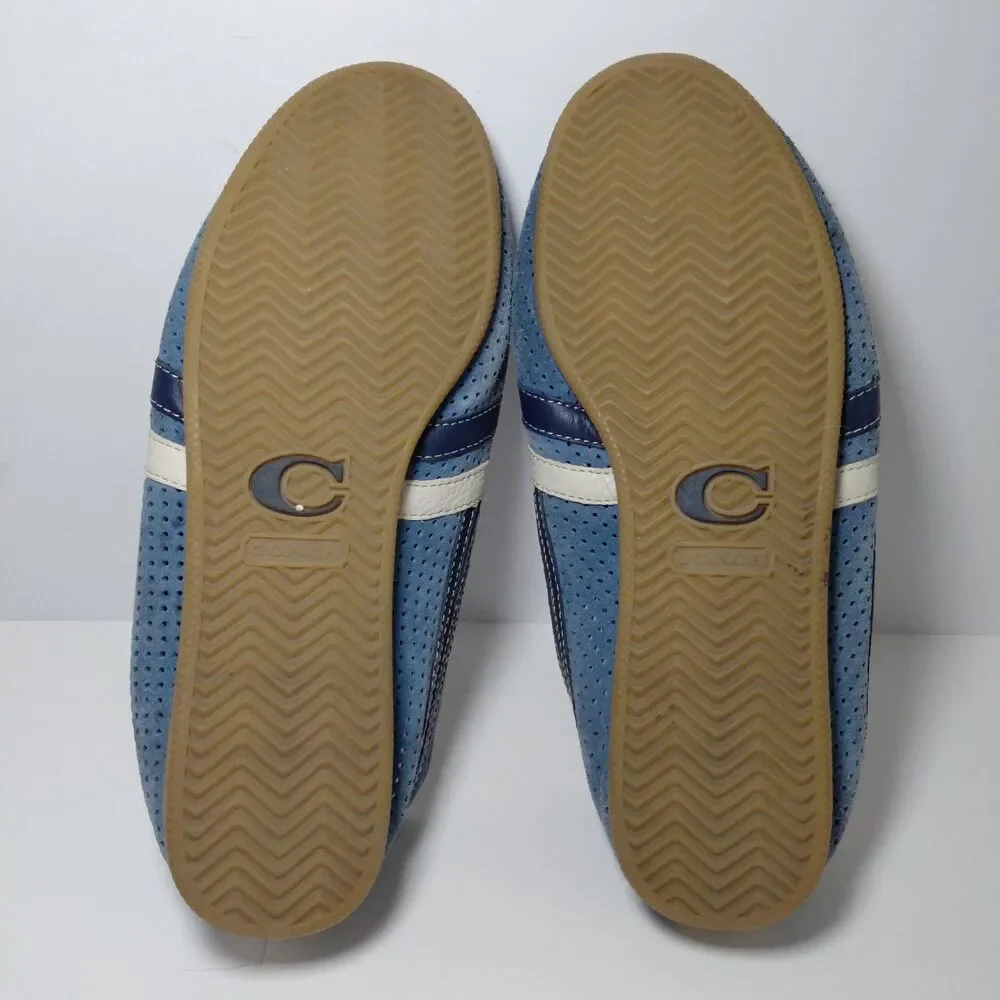 Coach Ellie Vintage Sneakers Blue Suede DK Blue Stripes Athletic Shoes Size 8M